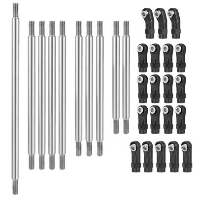 10Pcs Stainless Steel Link Rod Linkages with Rod End 1/10 RC Crawler for Axial SCX10 II AXI90075 for UMG10 confident