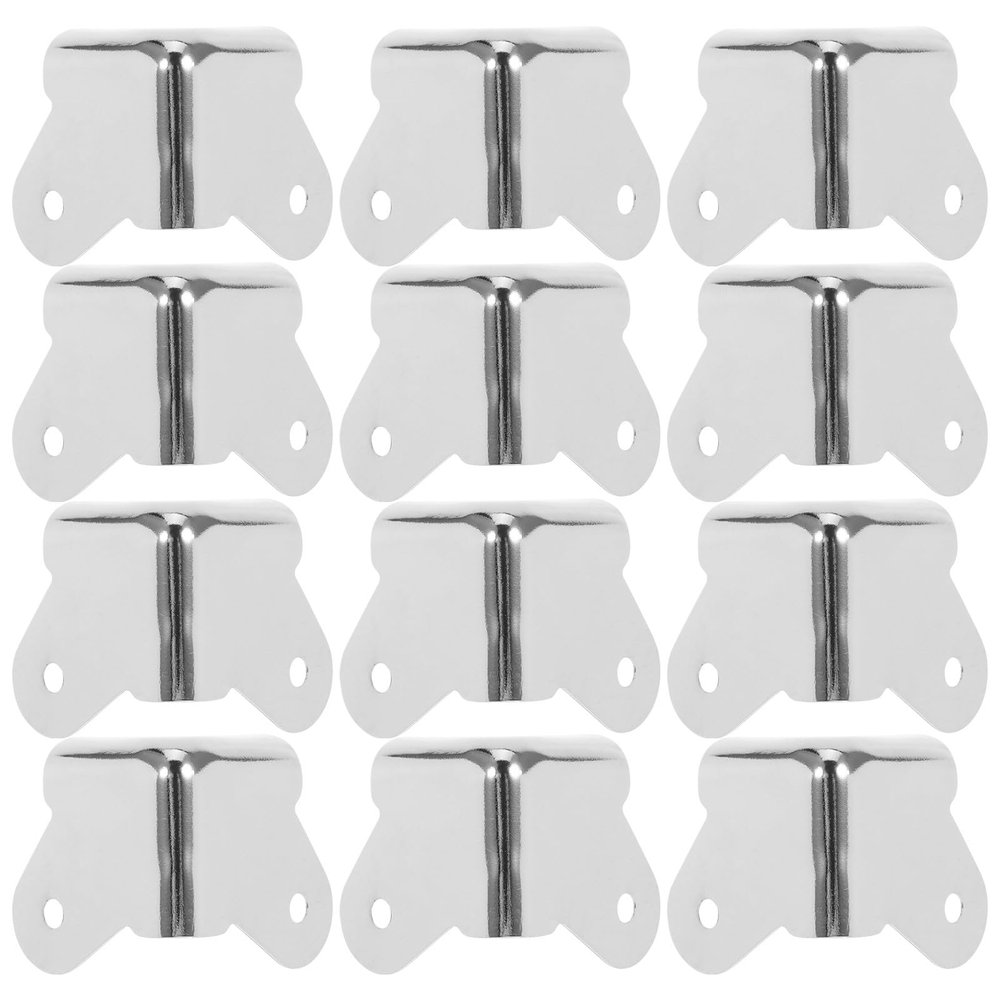 SOPOTUTU 12pcs Metal Corner Protectors Speaker Cabinet Edge Guards with Screws Audio Case Bumpers for Wooden Boxes Furniture Easy Install Loudspeaker Corner Safety Guards