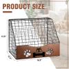 AceOrbit Large Dog Toy Basket with Cover, 16.5" L x 12.2" w x 12.8" h Trapezoidal Metal & Wood Dog Toy Bin Box Storage Organizer for Farmhouse Blankets, Leashes & Accessories(Brown) view 2