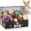 AceOrbit Large Dog Toy Basket with Cover, 16.5" L x 12.2" w x 12.8" h Trapezoidal Metal & Wood Dog Toy Bin Box Storage Organizer for Farmhouse Blankets, Leashes & Accessories(Black) view 1