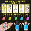 CroBlissful 100 Sets Mini Jesus Figurines Glow in The Dark with Let Your Light Shine Cards for Christian Valentine Gifts Church Sunday School Religious Gifts for Easter Egg Fillers (Raise Both Hands) view 2