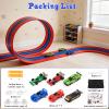 16.4ft Race Car Track, 3-Lane Flexible Race Track for Kids Compatible with Diecast 1/64 Scale Cars with 6 Metal Toy Racing Cars, Portable Rolls Up Race Tracks with Strong Suction Cups (Red) view 3