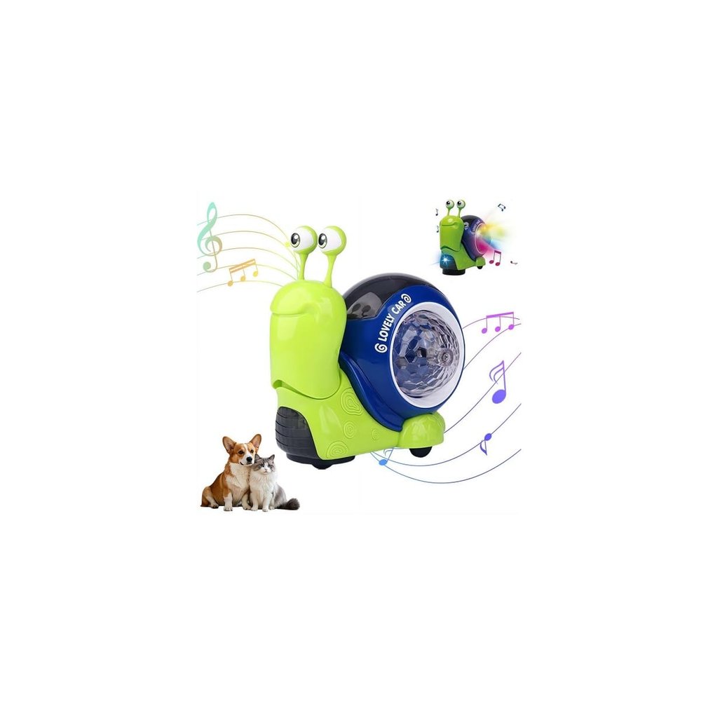 Glowing and Music Playing Crawling Snail, Auto-Sensing Snail Crawling Toy, Interactive Snails Play Dancing Musical & Colorful LED Lights, Cute Electronic Animal Crawl Gifts for Holiday (Green)