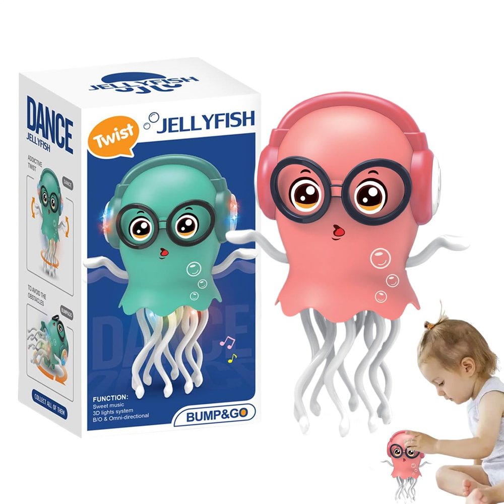 Dancing Octopus Toy, Auto Obstacle Avoidance Toys, Electric Crawling Octopus Toy with LED Light & Music, Interactive Playing Supplies, Smart Electric Product, Crawling Jellyfish Toys