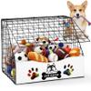 AceOrbit Large Dog Toy Basket with Cover, 16.5" L x 12.2" w x 12.8" h Trapezoidal Metal & Wood Dog Toy Bin Box Storage Organizer for Farmhouse Blankets, Leashes & Accessories(White) view 1