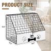 AceOrbit Large Dog Toy Basket with Cover, 16.5" L x 12.2" w x 12.8" h Trapezoidal Metal & Wood Dog Toy Bin Box Storage Organizer for Farmhouse Blankets, Leashes & Accessories(White) view 2