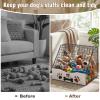 AceOrbit Large Dog Toy Basket with Cover, 16.5" L x 12.2" w x 12.8" h Trapezoidal Metal & Wood Dog Toy Bin Box Storage Organizer for Farmhouse Blankets, Leashes & Accessories(White) view 3