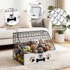 AceOrbit Large Dog Toy Basket with Cover, 16.5" L x 12.2" w x 12.8" h Trapezoidal Metal & Wood Dog Toy Bin Box Storage Organizer for Farmhouse Blankets, Leashes & Accessories(White) view 4