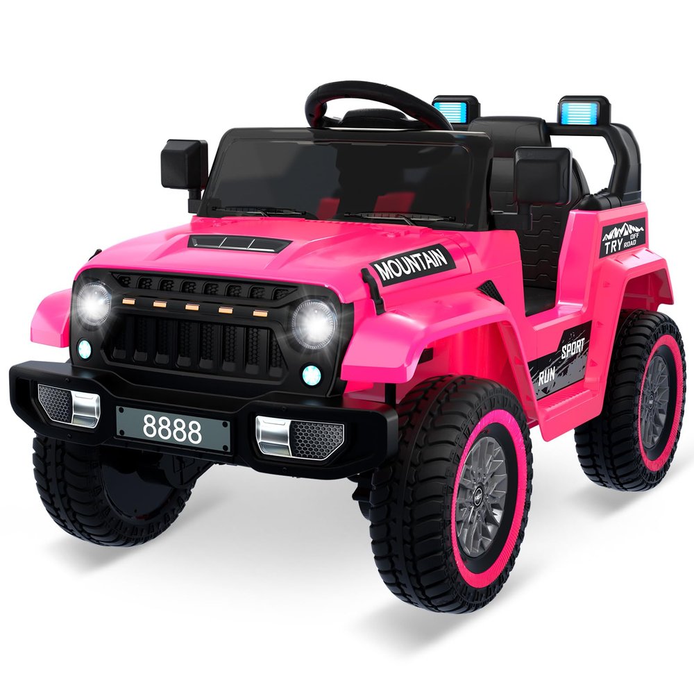 12V Kids Ride on Car, Kids Electric Car w/Parent Remote Control, Twin 35w Motors, 3 Speeds, LED Lights, Music & Horn, Spring Suspension, Electric Vehicles for 3-5 Boys Girls Gift, Rose Pink