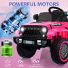 12V Kids Ride on Car, Kids Electric Car w/Parent Remote Control, Twin 35w Motors, 3 Speeds, LED Lights, Music & Horn, Spring Suspension, Electric Vehicles for 3-5 Boys Girls Gift, Rose Pink view 3