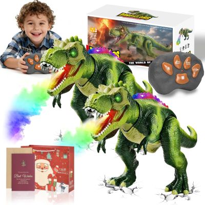 Fire Breathing Dragon Toy, Fire Breathing Dinosaur Toy, Electric Walking Remote Control Dinosaur Toys, 7 Color LED Firebreath Spray, Realistic Roaring Sounds, Christmas Birthday Gifts for Kids (2pcs)