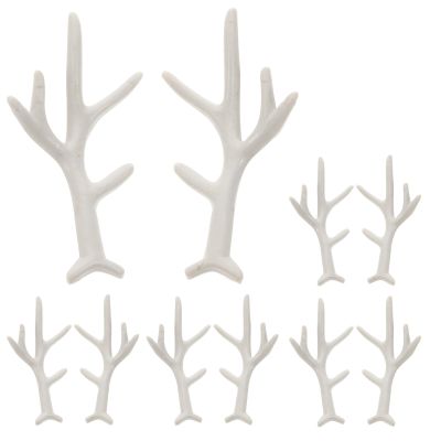 Alasum 5 Pairs White Faux Deer Antler Christmas Decor DIY Accessories Realistic Flocking Antlers for Handmade Hair Props Holiday Craft Materials