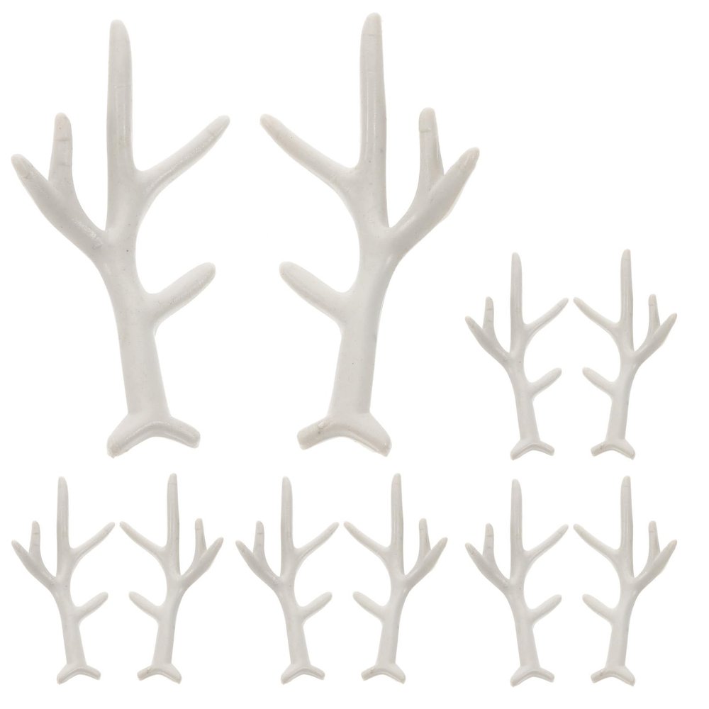 Alasum 5 Pairs White Faux Deer Antler Christmas Decor DIY Accessories Realistic Flocking Antlers for Handmade Hair Props Holiday Craft Materials