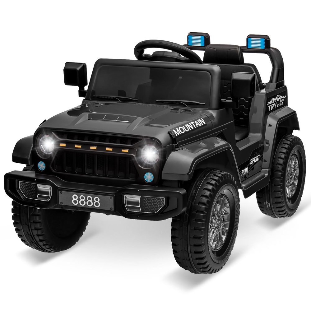 12V Kids Ride on Car, Kids Electric Car w/Parent Remote Control, Twin 35w Motors, 3 Speeds, LED Lights, Music & Horn, Spring Suspension, Electric Vehicles for 3-5 Boys Girls Gift, Black