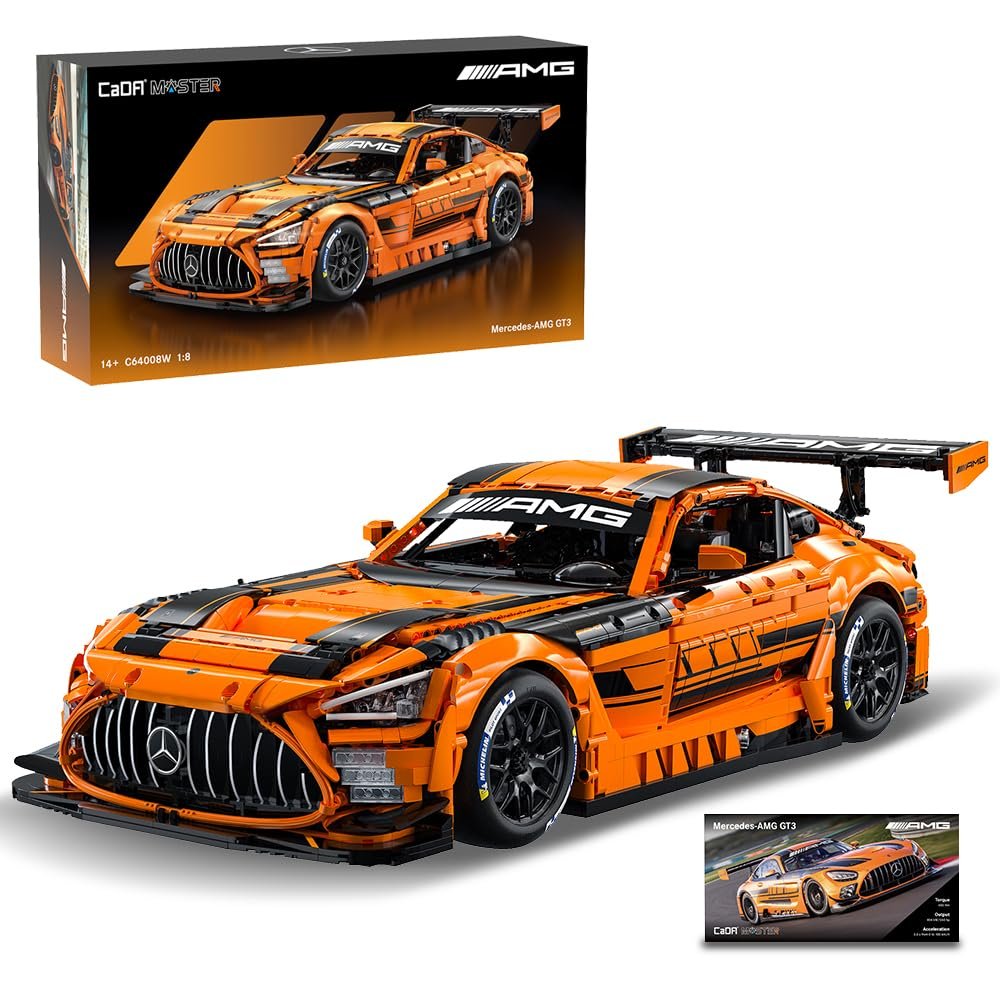 CaDA Master C64008W Mercedes-AMG GT3 Building Set,1:8 Scale 5466 PCS Officially Licensed Supercar Model, Large Race Car Building Blocks Kit for Adults & Teens