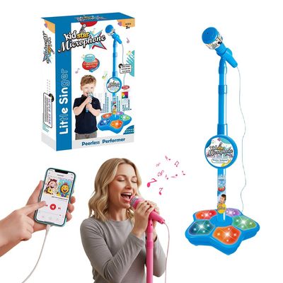 Karaoke Machine with Light, 2025 Upgrade Star Microphone with Stand, All in One Funny Karaoke Microphones with Adjustable Stand for All Ages, Birthday Gifts (not Included adeapter Cable) (Blue)
