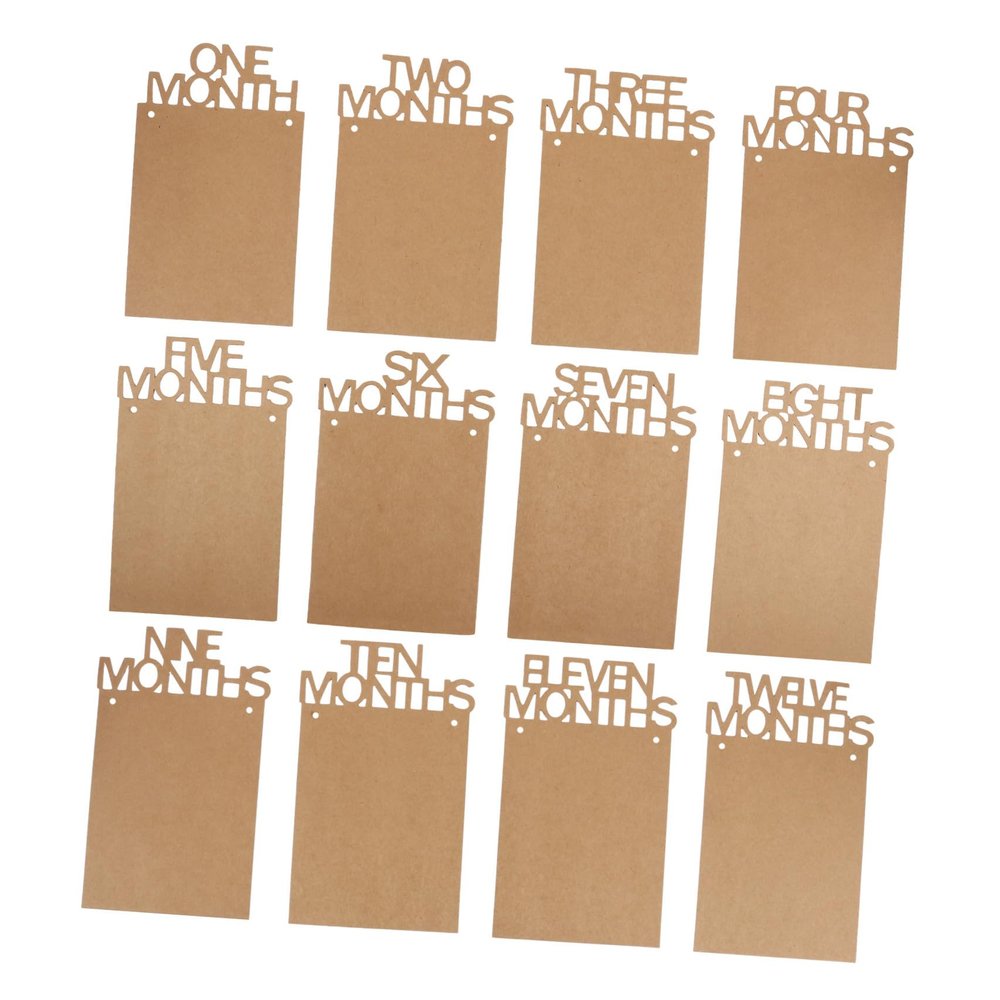 CVUTOVO First Year Birthday Photo Bunting Garland Kraft Paper Milestone Banner Decoration for Boys Newborn Party Ornament with Photo Frames Easy to Hang