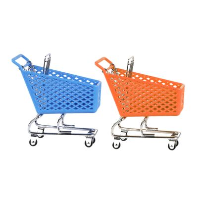 Abaodam 2Pcs Creative Mini Shopping Cart Desktop Storage Baskets Thick Frame Multi-Function Organizers for Home Office Kitchen Decor and Companion Random Color
