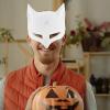 Abaodam 2pcs Matte White Blank Fox Masks for DIY Painting Unpainted Plastic Animal Face Masks with Nonslip Surface for Crafting Fox Cosplay Accessories view 4