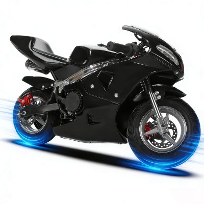 50cc Dirt Bike for Kids, 2-Stroke Mini Motorcycle with Front Rear Disc Brakes, Kids Gas Motorbike with Dual Headlights Off Road Rocket Bike Christmas Birthday Gifts for Boys and Girls Black
