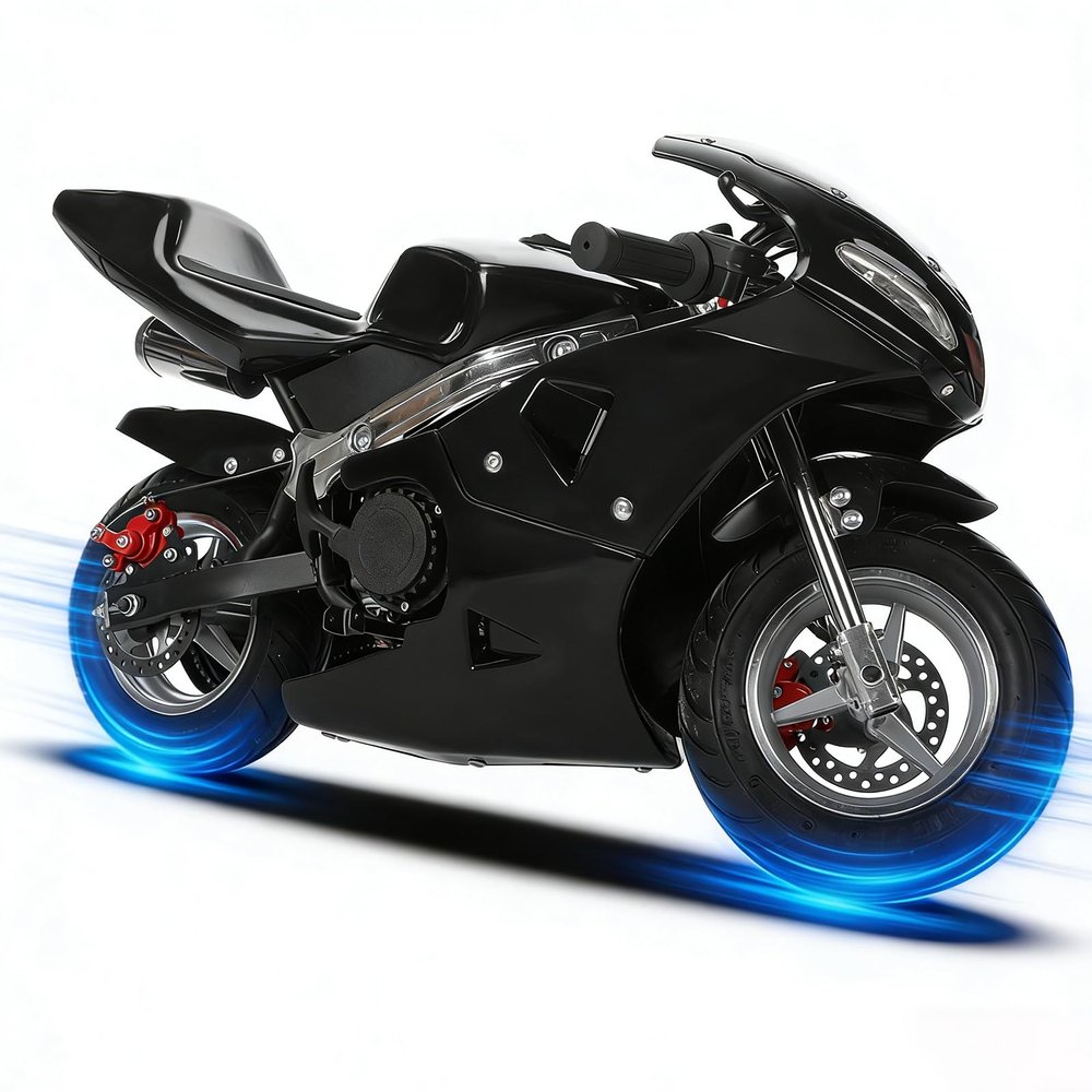 50cc Dirt Bike for Kids, 2-Stroke Mini Motorcycle with Front Rear Disc Brakes, Kids Gas Motorbike with Dual Headlights Off Road Rocket Bike Christmas Birthday Gifts for Boys and Girls Black