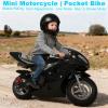 50cc Dirt Bike for Kids, 2-Stroke Mini Motorcycle with Front Rear Disc Brakes, Kids Gas Motorbike with Dual Headlights Off Road Rocket Bike Christmas Birthday Gifts for Boys and Girls Black view 4