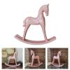 UAGGIC Wooden Pink Rocking Horse Miniature Figurine Nursery Decors Handcrafted European Styles Home Accent for Kids Room view 2