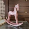 UAGGIC Wooden Pink Rocking Horse Miniature Figurine Nursery Decors Handcrafted European Styles Home Accent for Kids Room view 4