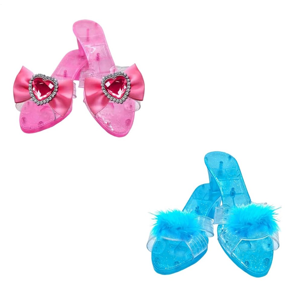 2 Princess Shoes, Cute High Heels, Princess Dress Up for girl Age 3-6, High Heels Pretend Game, For Birthday Parties School Plays Photo Shoots Family Gatherings (618.5 Cm)