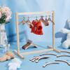 ACRNIGHEET 64Pcs Wooden Doll Garment Rack for 18 Inch Dolls, Natural Pine, 4 Racks 60 Doll Clothes Hangers for Dollhouse, Easy-Assembly Mini Wardrobe Closet view 4