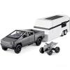 1:32 Scale Alloy Pickup Truck Toy with Trailer & ATV, Interactive Lights & Sounds, Opening Doors/Trunk, Pull-Back Function, Educational Vehicle Playset for Kids Boys Girls (Grey) view 1