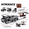 1:32 Scale Alloy Pickup Truck Toy with Trailer & ATV, Interactive Lights & Sounds, Opening Doors/Trunk, Pull-Back Function, Educational Vehicle Playset for Kids Boys Girls (Grey) view 2