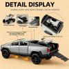 1:32 Scale Alloy Pickup Truck Toy with Trailer & ATV, Interactive Lights & Sounds, Opening Doors/Trunk, Pull-Back Function, Educational Vehicle Playset for Kids Boys Girls (Grey) view 4