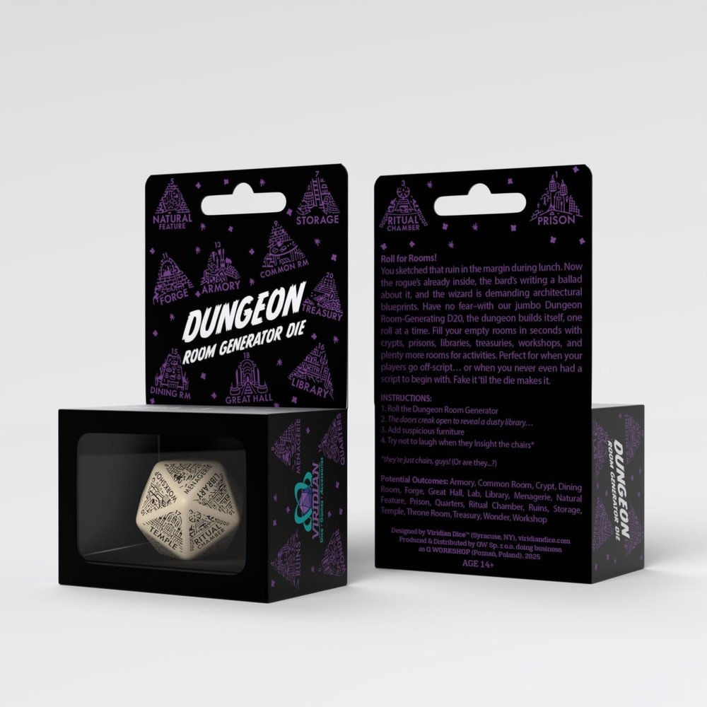 Beige & Black Dungeon Generator Die