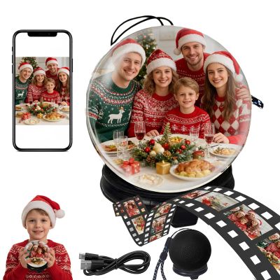 2026 New Christmas Memory Sphere Lamp,Personalized 2.7" 3D Crystal Ball Video Player with APP Custom Photo/Video WiFi Upload at Will,Memory Orb Gift for Couples Anniversary Birthday Valentine's Day