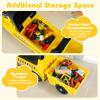 Costzon Ride on Excavator, Kids Tractor Digger Bulldozer Push Car w/Shovel, Detachable Trailer, Under-Seat Storage, DIY Stickers, Sit and Scoot Ride on Toy, Construction Car for Toddler 18+ Months view 4