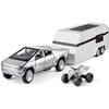 1:32 Scale Alloy Pickup Truck Toy with Trailer & ATV, Interactive Lights & Sounds, Opening Doors/Trunk, Pull-Back Function, Educational Vehicle Playset for Kids Boys Girls (Silver) view 1