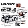 1:32 Scale Alloy Pickup Truck Toy with Trailer & ATV, Interactive Lights & Sounds, Opening Doors/Trunk, Pull-Back Function, Educational Vehicle Playset for Kids Boys Girls (Silver) view 2