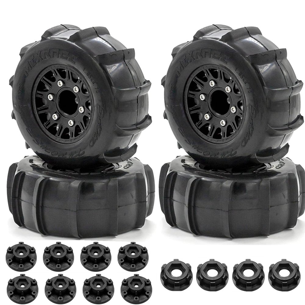 1/10 Short Course Truck Sand Tires Snow Tyres with 12 14 17mm Wheel Hex for Arrma Senton Tires Slash Tires Axial Redcat Rc4wd RC Car(Black)