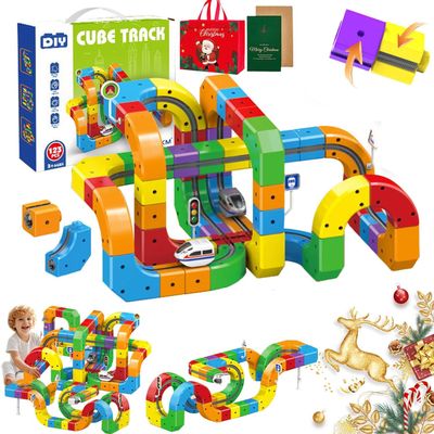 2026 New 3D Infinity Track, 3D Train Routes with Mix-and-Match Stem Cubes, Anti-Gravity Electric Train Set 360 Loops, DIY Race Track Building Ideal Gift (123Pcs/2cars)