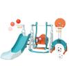 5 in 1 Toddler Slide and Swing Set, Indoor Playground for Kids with Safety Swing, Basketball Hoop & Soccer Net, Anti-Tip Stable Design, Toys for Boys Girls Ages 1-6 (Tower-Slide-Blue) view 1