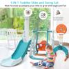 5 in 1 Toddler Slide and Swing Set, Indoor Playground for Kids with Safety Swing, Basketball Hoop & Soccer Net, Anti-Tip Stable Design, Toys for Boys Girls Ages 1-6 (Tower-Slide-Blue) view 3