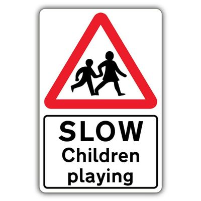 V Safety Slow Children playing - Children Crossing Triangle Safety Sign - 400 x 600 mm - RA1 Reflective 3mm Aluminium Composite
