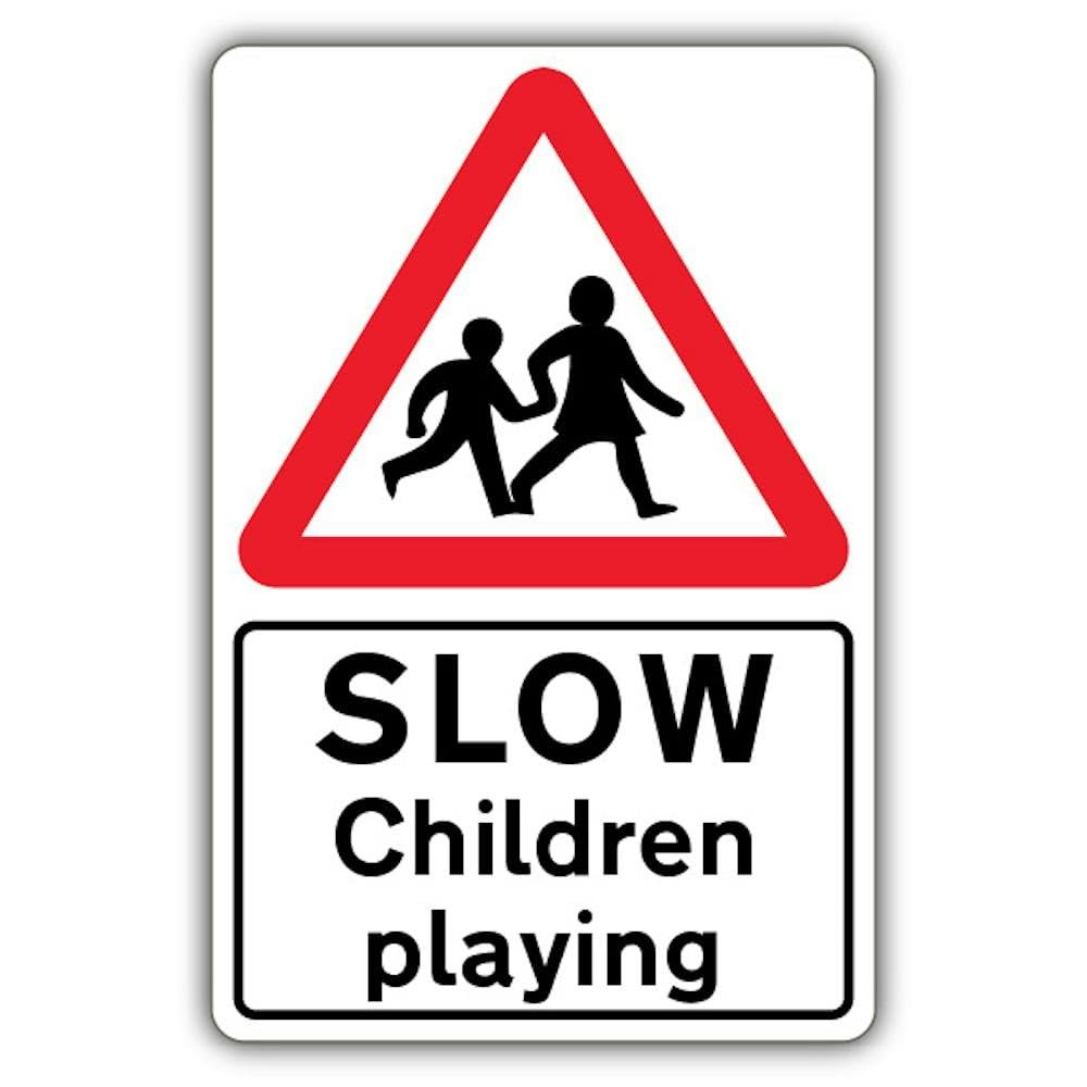 V Safety Slow Children playing - Children Crossing Triangle Safety Sign - 400 x 600 mm - RA1 Reflective 3mm Aluminium Composite
