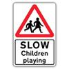 V Safety Slow Children playing - Children Crossing Triangle Safety Sign - 400 x 600 mm - RA1 Reflective 3mm Aluminium Composite view 1