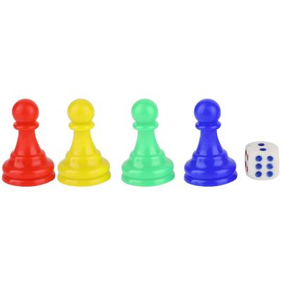 Drfeify Playing Pieces Set, 4-Pack with Dice, Plastic Game Tokens for Board Games & Travel Use