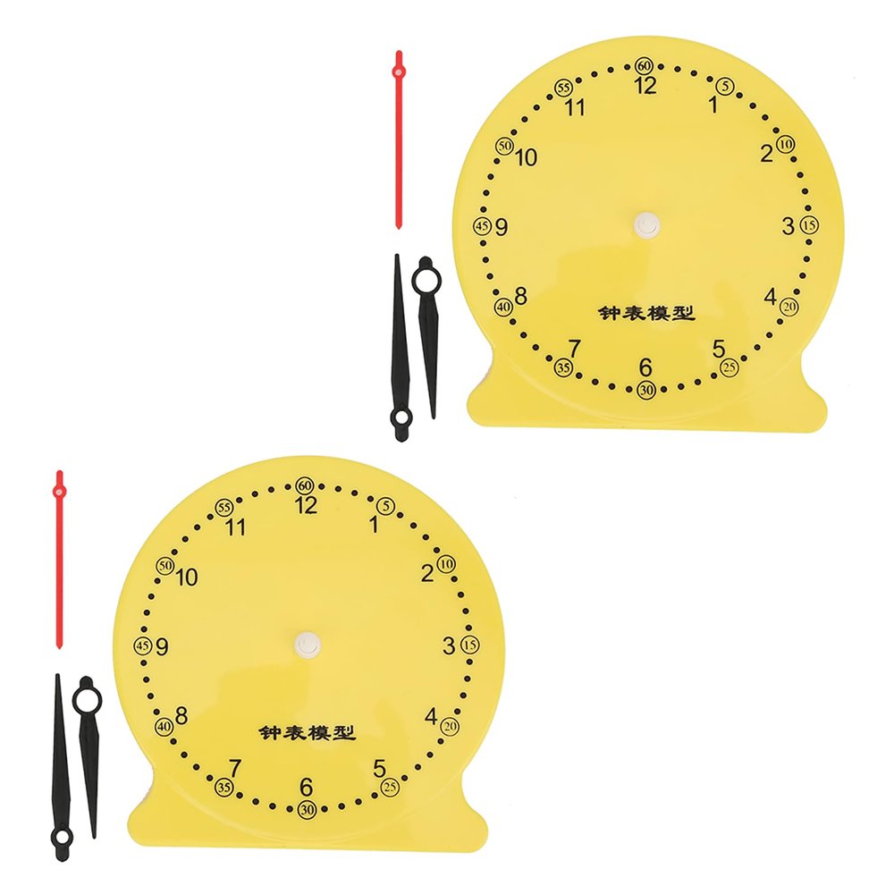 Segrehy Teaching Clock Model Educational Toy Creative DIY Science Teaching Aids Learn Time Clock for Kids Children Parent Child Interaction Plastic 2 PCS Pack