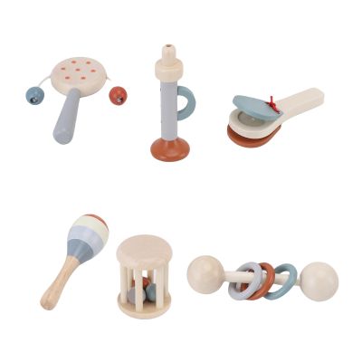 Baby Musical Instruments Wooden Toys, Safe Wood Toddler Percussion Set for Early Education Music Development 6 Piece Kit