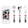 3-Piece Kids Silverware Set With Storage Case, Stainless Steel Reusable Children Safe Knife Spoon Fork Set American Flag Skull Children Flatware Set For Kids Lunch Box view 1