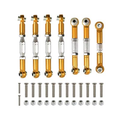 RC Crawlers Toys For Wltoys 144001 144002 144010 124007 124016 124017 124019 Metal Front Rear Tie Rod Linkage Servo Link Set RC Car Upgrade Parts(Yellow)